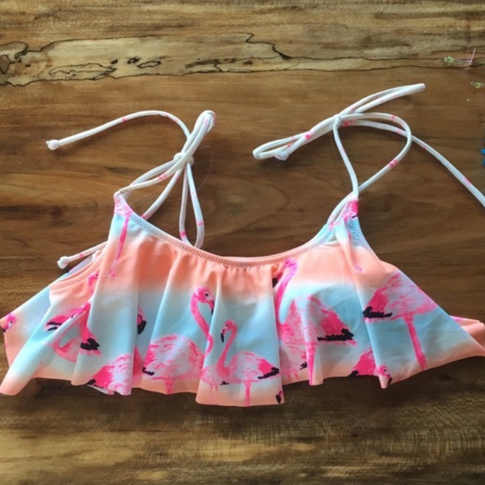 VS PINK Flamingo Flounce Ruffle Bikini Tie Top - Picture 6 of 10